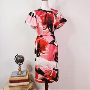 Alexander McQueen Silk Wool Rose Print Dress IT40 US4 NWT Romantic Coquette